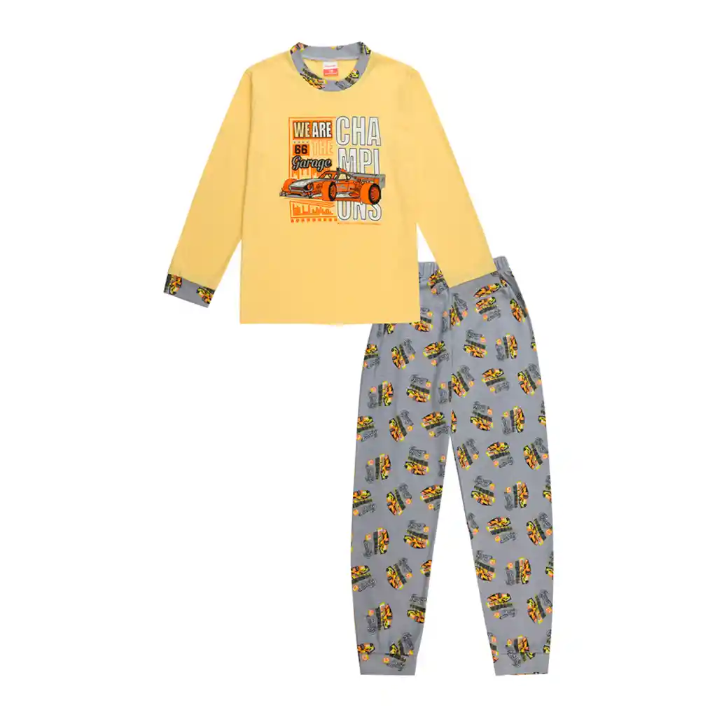 Pijama Niño Mateo Estampada Amaraillo Talla 10