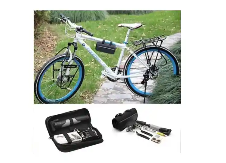 Kit Herramienta Despinche Bicicleta Inflador Bomba Parches