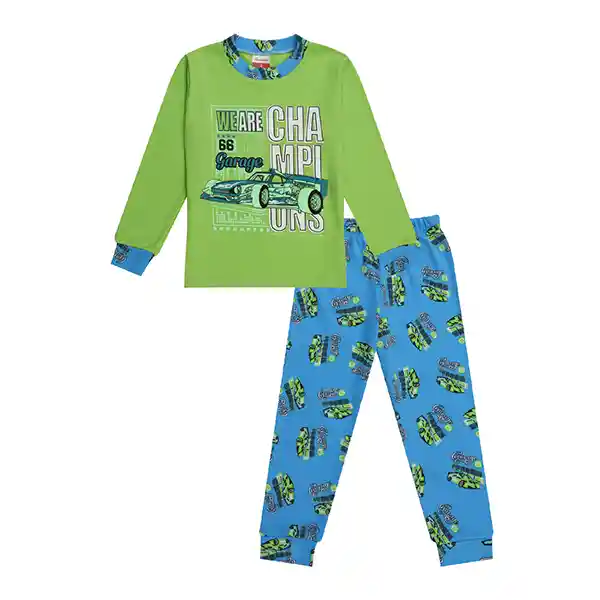 Pijama Niño Mateo Estampada Verde Menta Fluorescenre Talla 10