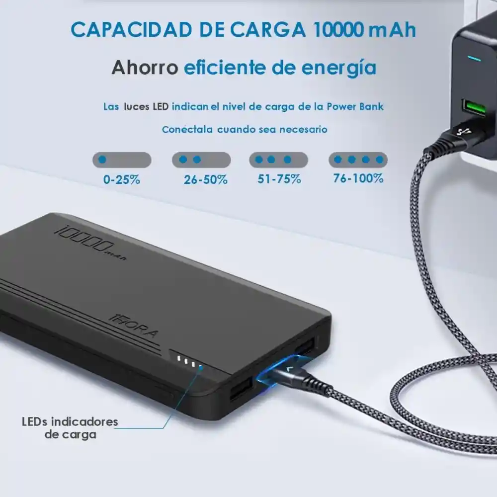 1hora Power Bank Batería Portátil 10.000mah Reales Gar-140