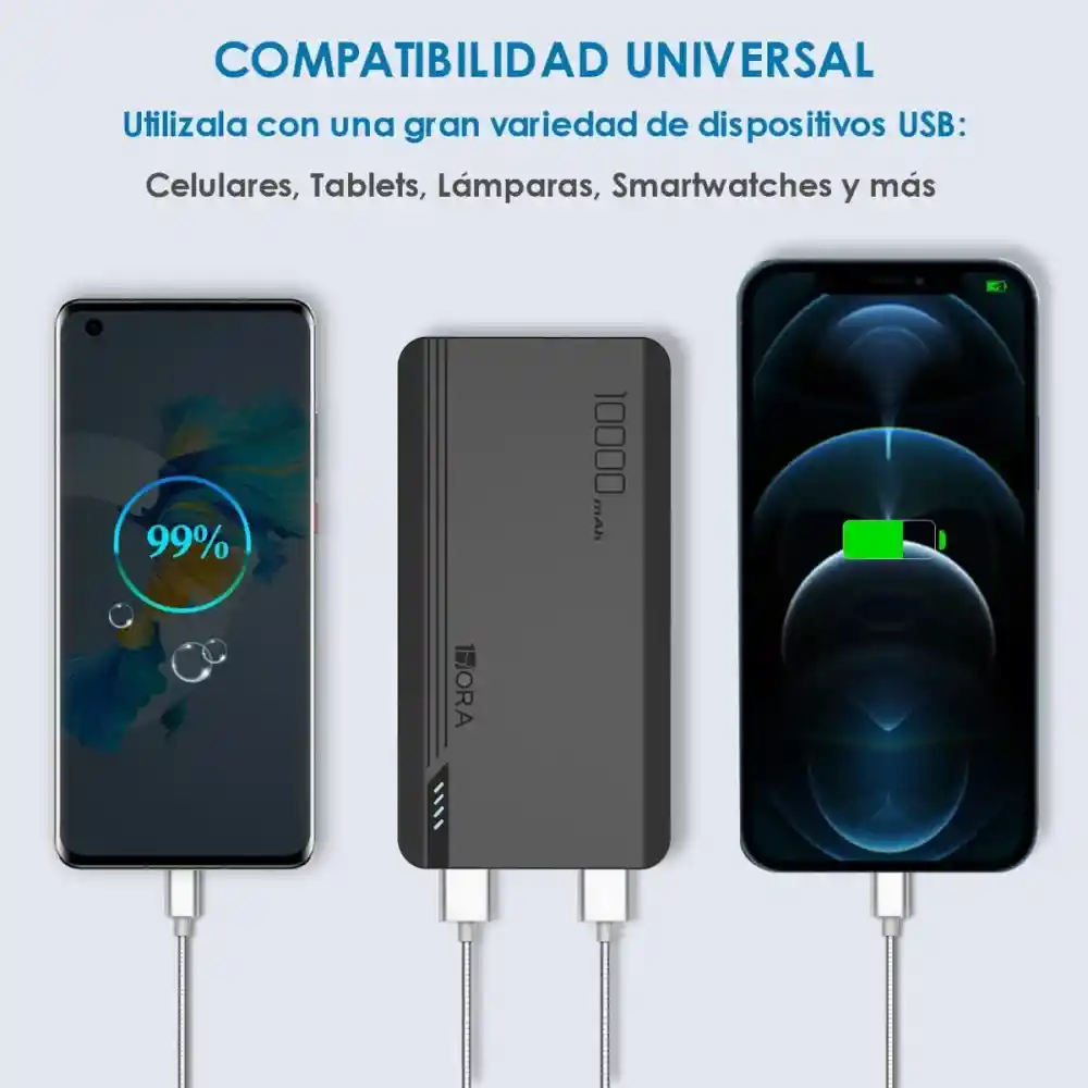 1hora Power Bank Batería Portátil 10.000mah Reales Gar-140