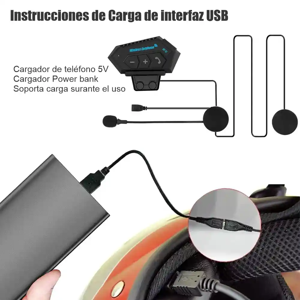 Intercomunicador Para Casco De Moto Auricular Bluetooth Bt-12