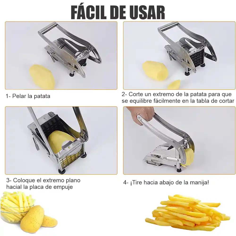 Cortador Manual De Papas Acero Inoxidable Patatas Fritas