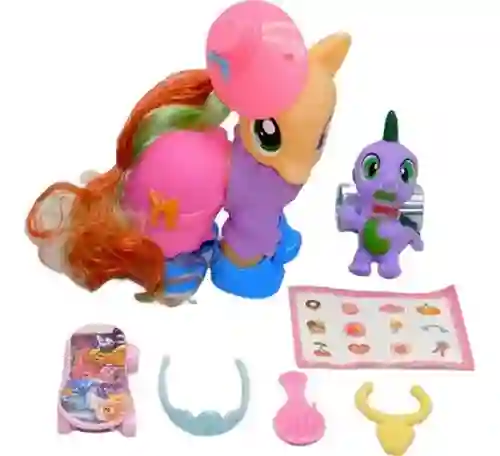 Set Muñeco De Pony Y Bebe Dragón Accesorios Niñas Regalo