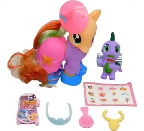 Set Muñeco De Pony Y Bebe Dragón Accesorios Niñas Regalo