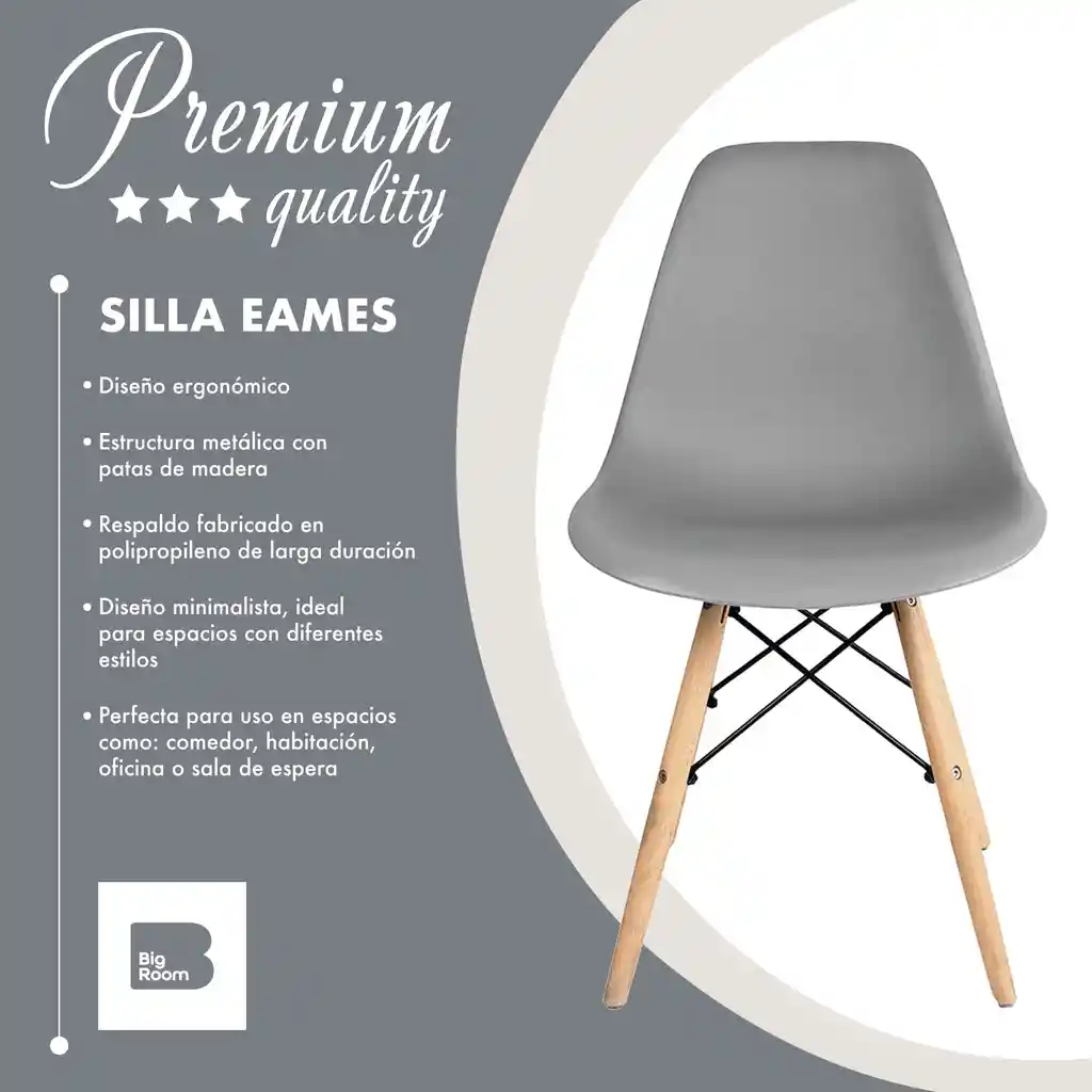 Kit De 2 Sillas Eams Estrutura Moderna Silla Comedor