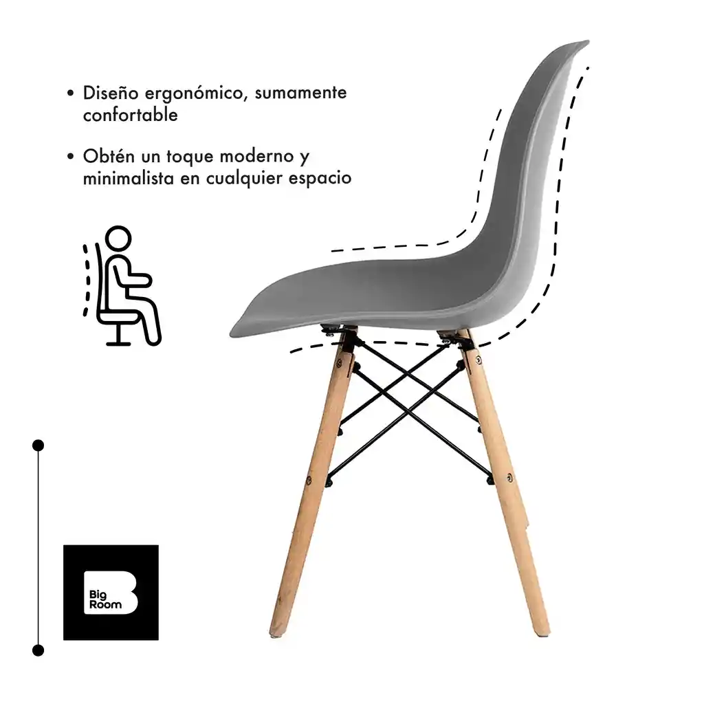 Kit De 2 Sillas Eams Estrutura Moderna Silla Comedor