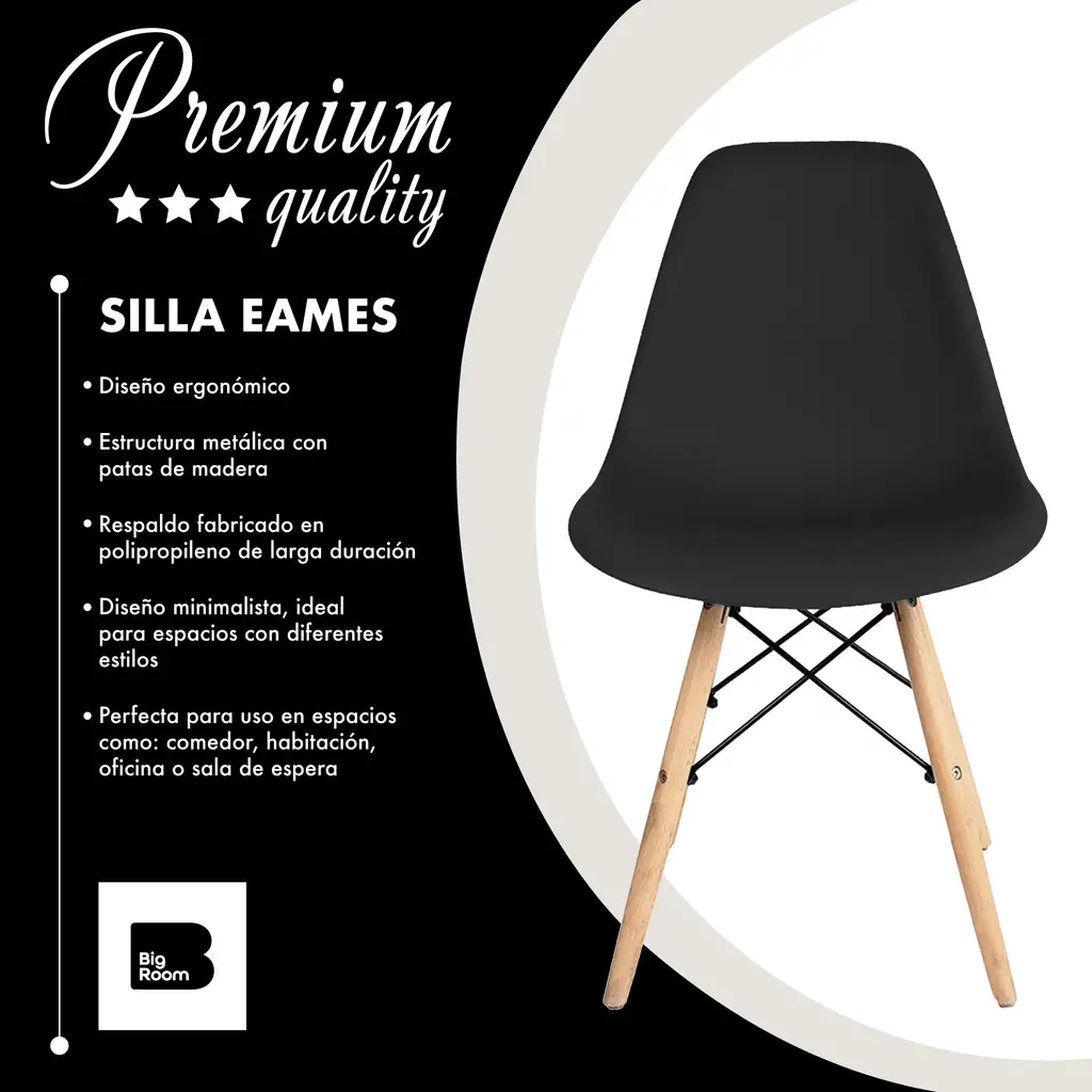 Kit De 6 Sillas Eams Estrutura Moderna Silla Comedor