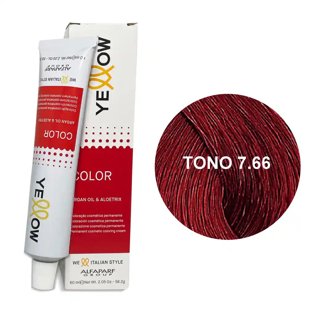 Yellow Alfaparf Tono 7.66 Rubio Medio Rojo Intenso 60ml