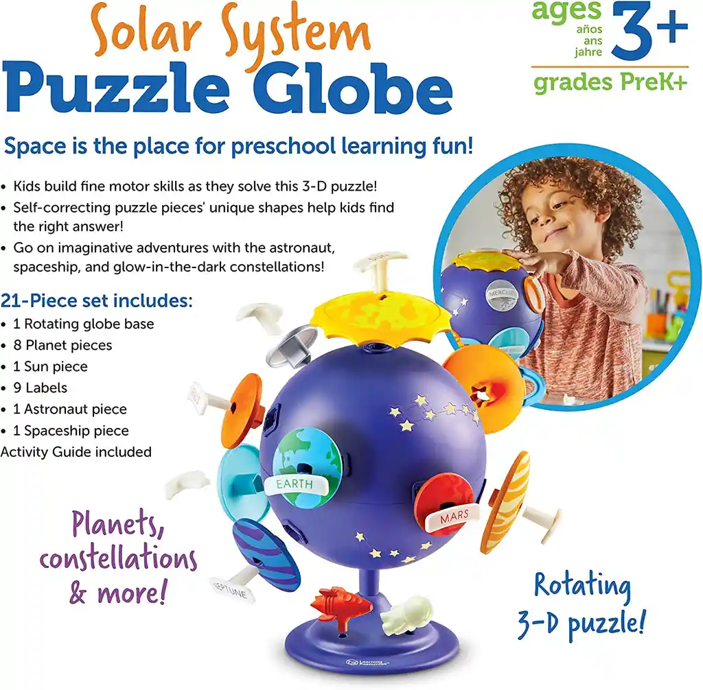 Rompecabezas 3d Niño Espacio Sistema Solar Alumbra Oscuridad