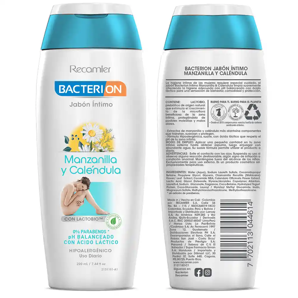 Jabon Intimo Bacterion Manzana Calendula