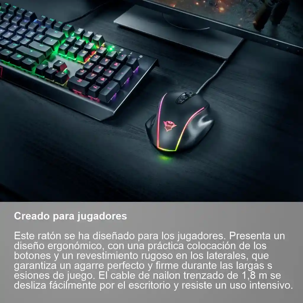 Mouse Gamer Rgb Trust Gxt 165 Celox 10000 Dpi / 8 Botones