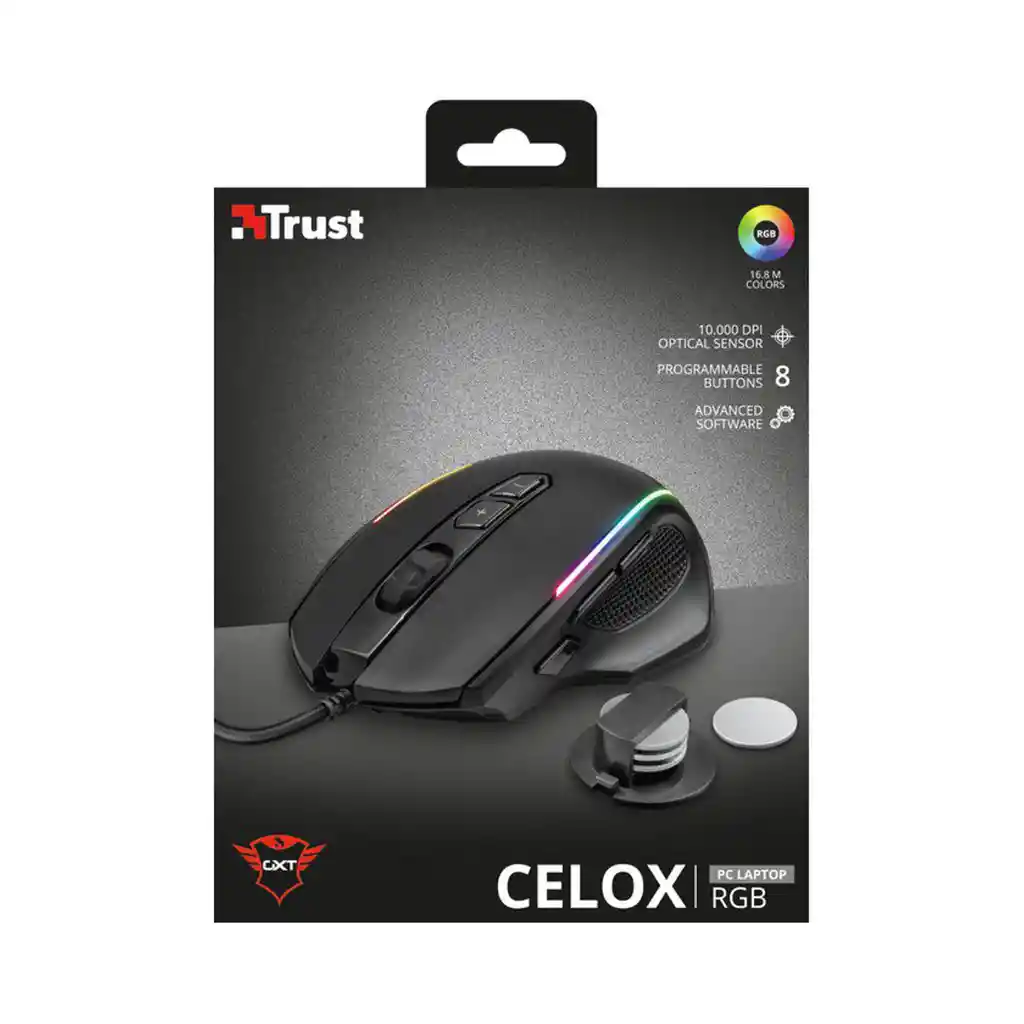 Mouse Gamer Rgb Trust Gxt 165 Celox 10000 Dpi / 8 Botones