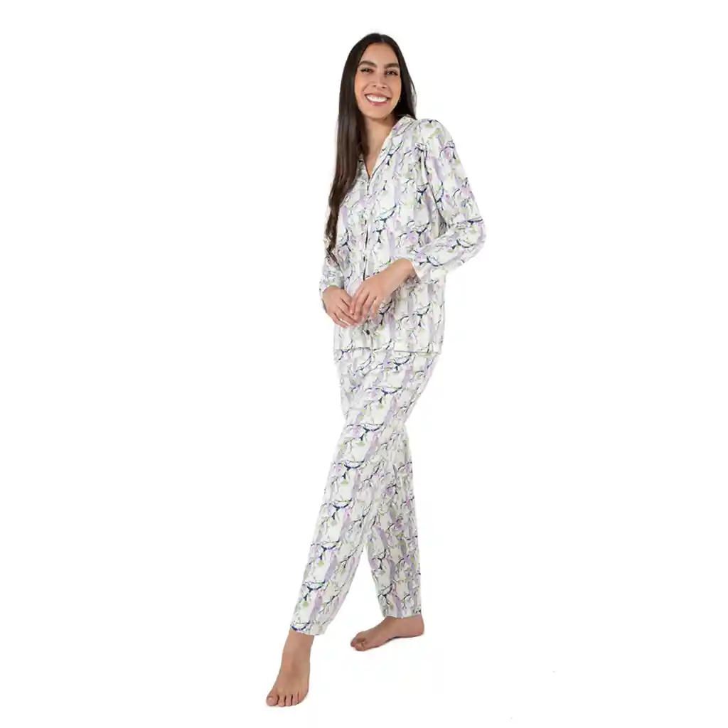 Pijama Mujer Lucia Estampada Verde Oliva Talla M