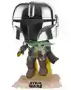 Funko Pop Star Wars: Across The Galaxy - The Mandalorian Holding Grogu Con Pin, Acabado Cromado, Exclusivo De Amazon(original)