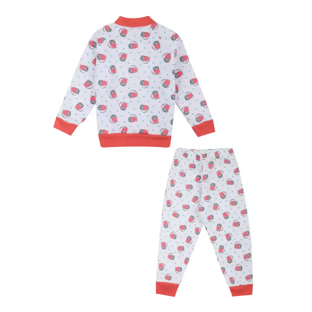 Pijama Térmica 3 Piezas Estampado Niña Coral Oscuro Talla 01