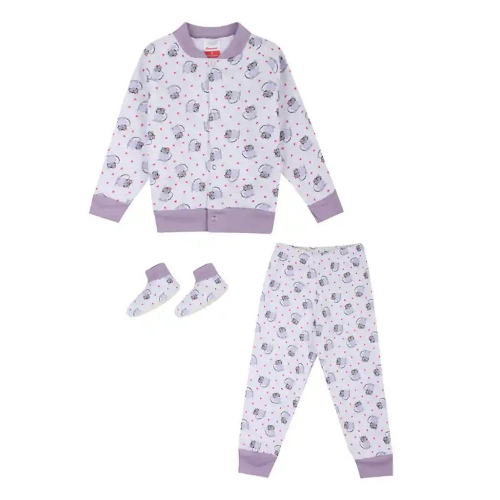 Pijama Térmica 3 Piezas Estampado Niña Lila Medio Talla 01