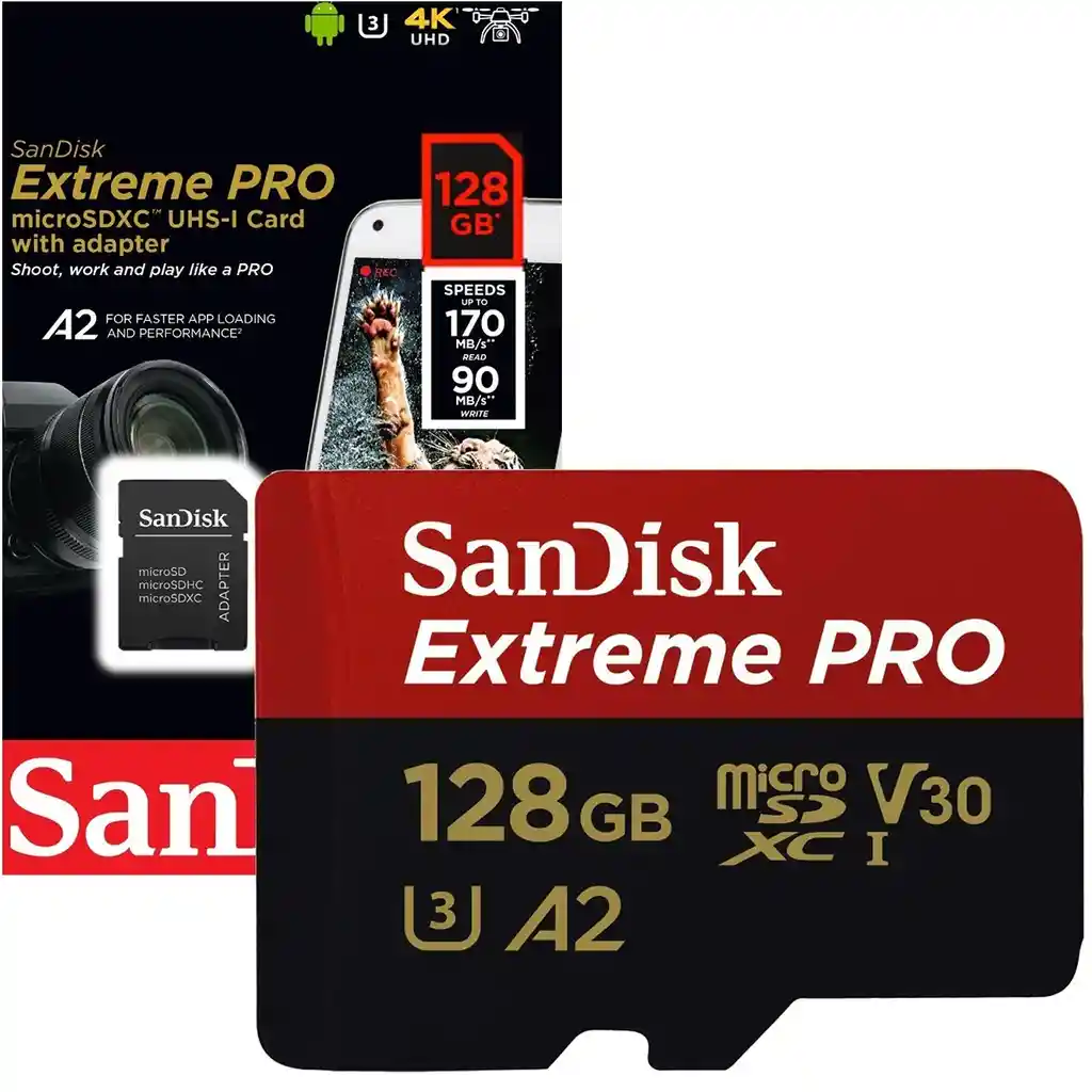Memoria Micro Sd Sandisk Extreme Pro 128gb 4k Vel. 90mb/s 170mb/s