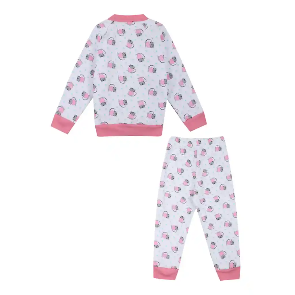 Pijama Térmica 3 Piezas Estampado Niña Rosado Medio Talla 06