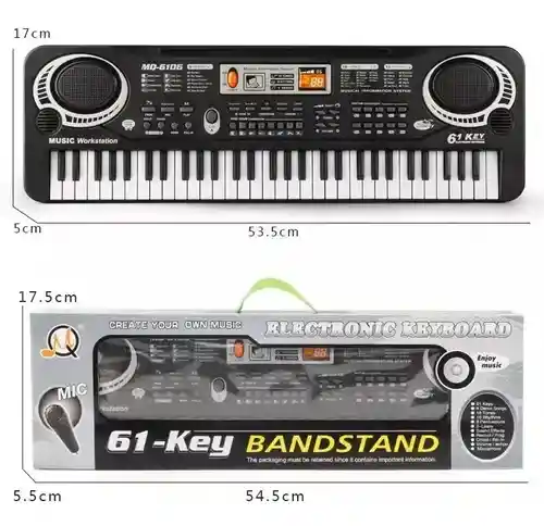 Teclado Organeta Piano Electrónico 61 Teclas Micrófono Usb