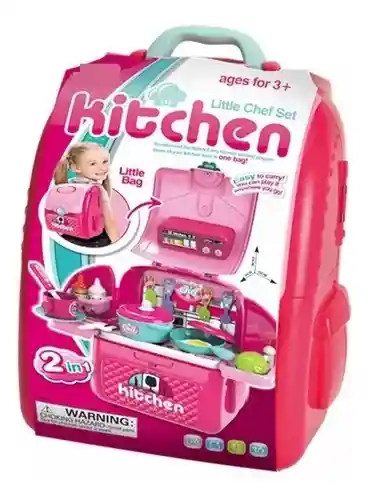 Set De Cocina Maleta Chef Portatil Niña Juguete 40cm