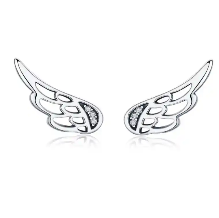 Aretes Alas Ángel Para Mujer Fabricados En Plata 925