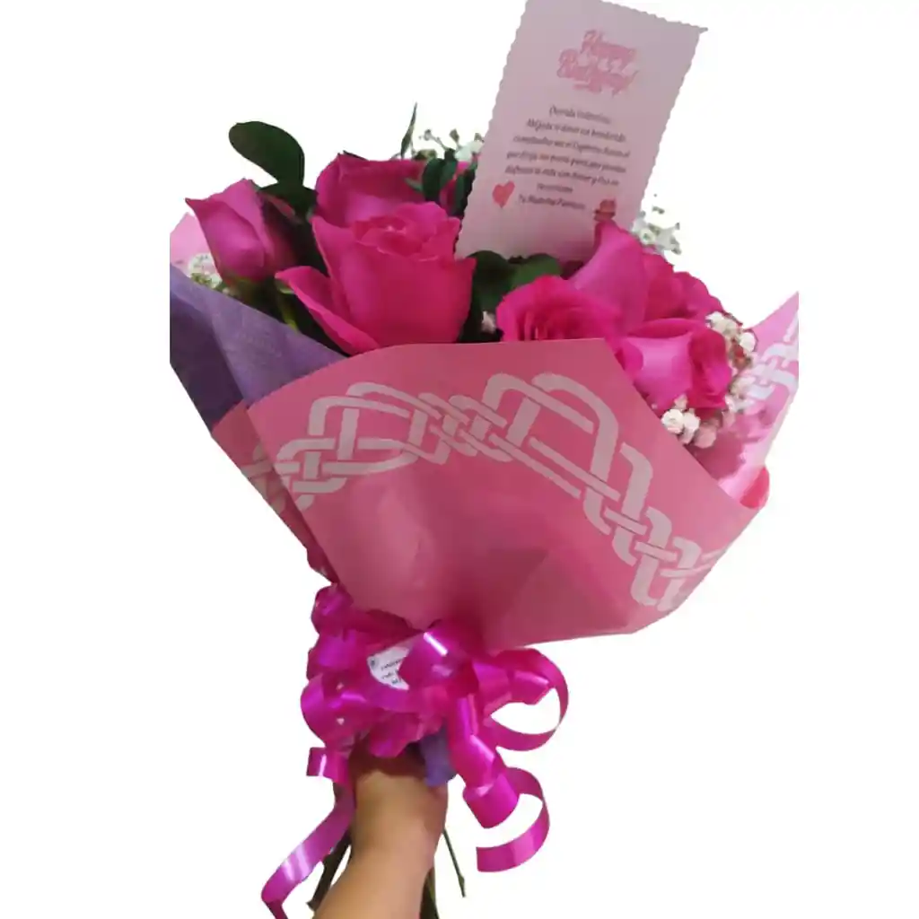 Bouquet De 12 Rosas Fucsias