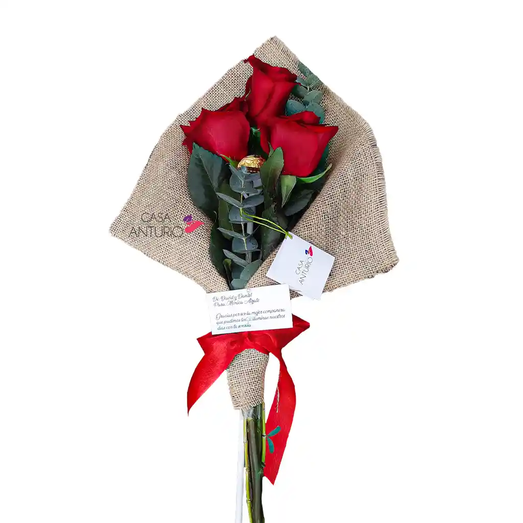 Bouquet De Rosas Y Chocolate Ferrero Rocher