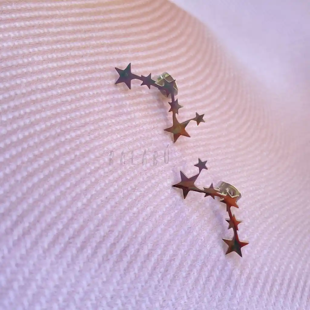 Aretes 7 Estrellas Plateado