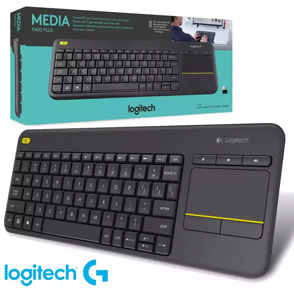 Teclado Inalámbrico Logitech K400 Plus Negro