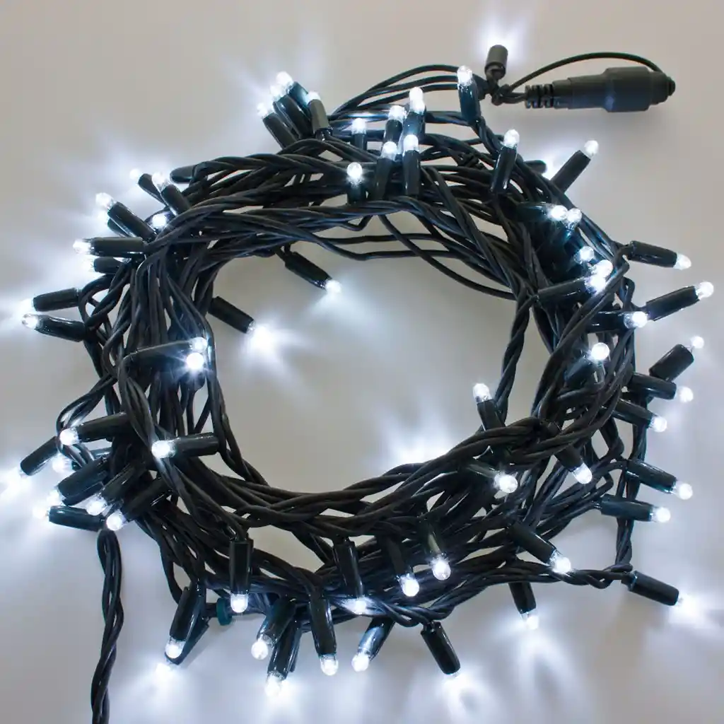 Luces De Navidad X200 Bombillos Luz Lineal Led Blanca Cable Verde