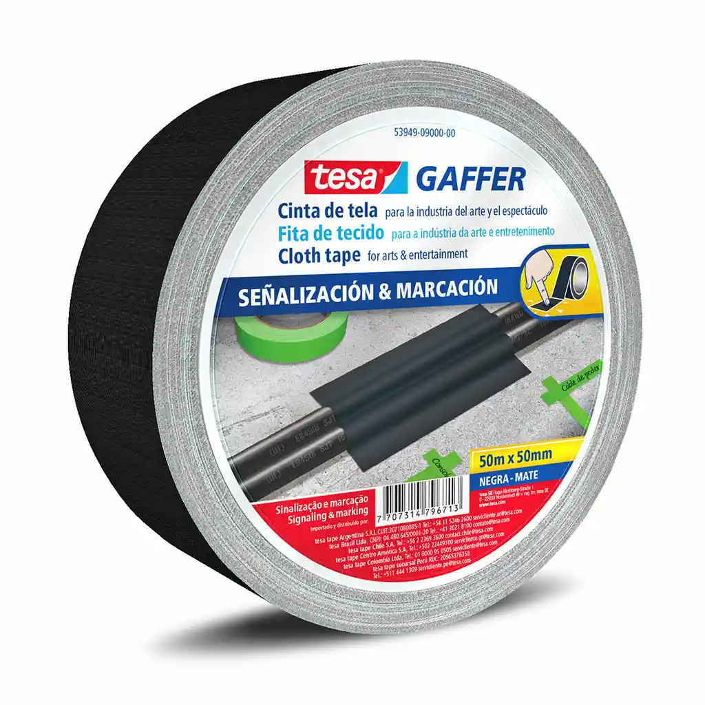 Cinta Gaffer 50mmx50m Negro Tesa