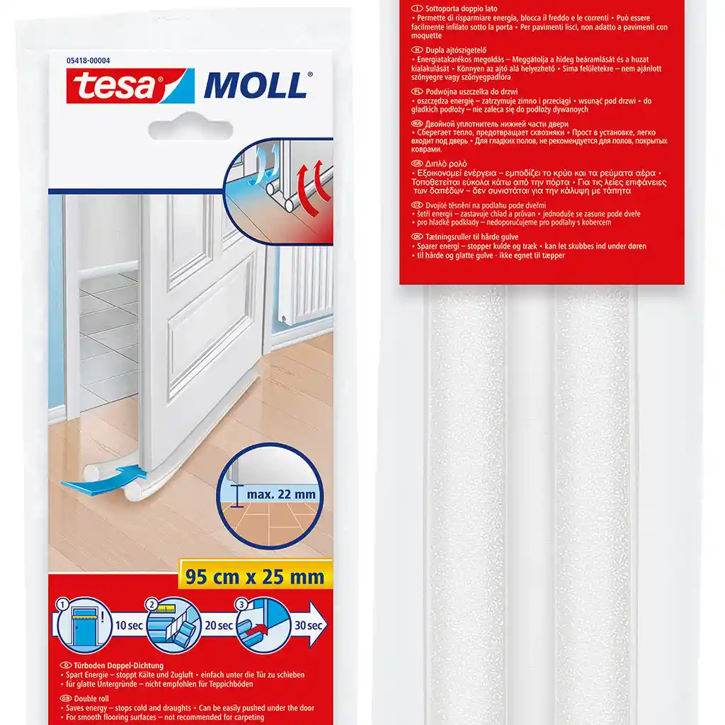 Tesamoll® Perfil Flexible Puerta Doble Rollo Blanco