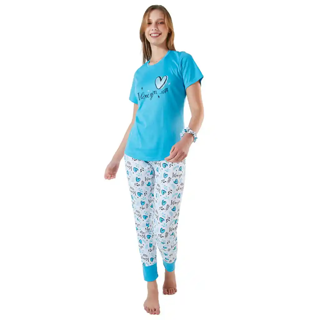 Pijama Mujer Hanna Turquesa Talla S