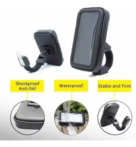 Soporte Estuche Holder Porta Celular Moto Para Espejo Retrovisor