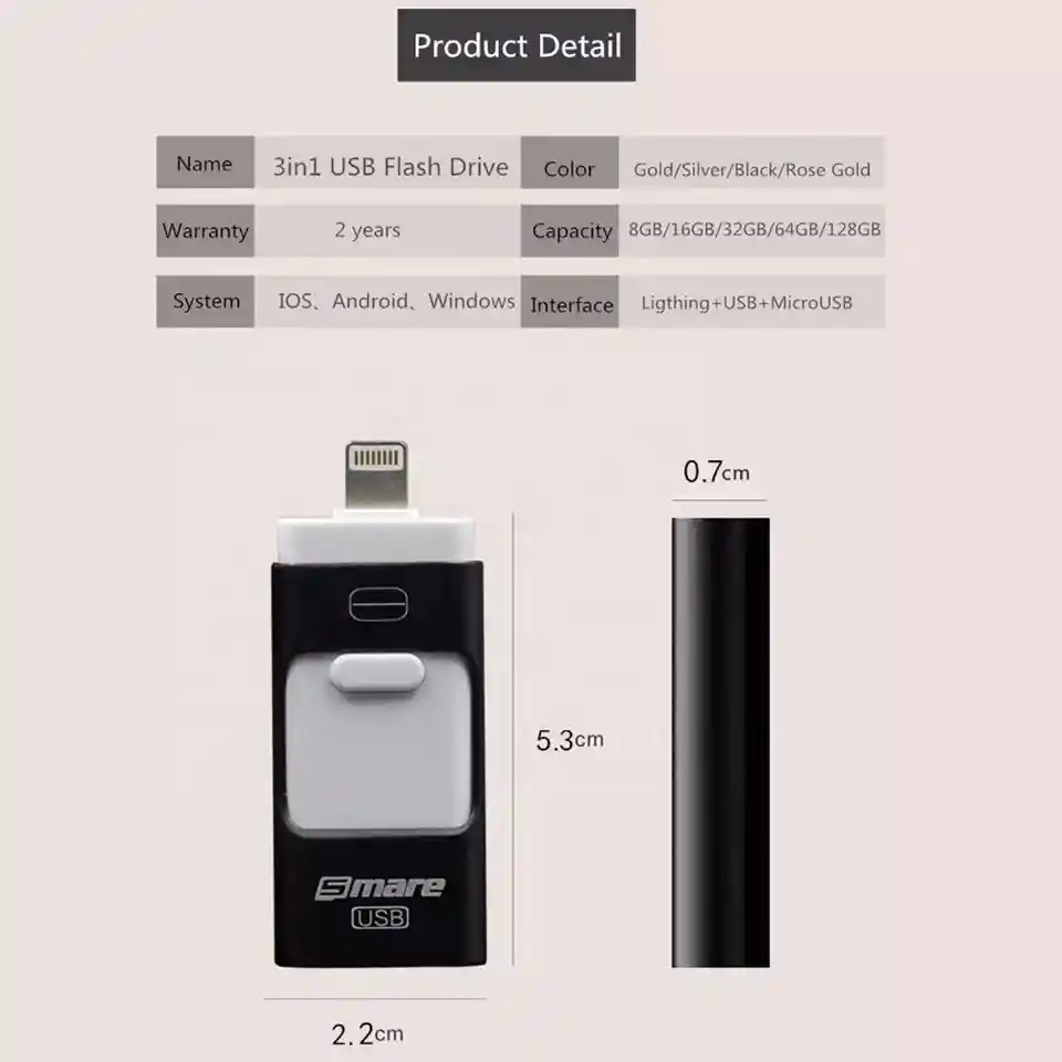 Memoria Usb De 128 Gb De 3.0 3 En 1