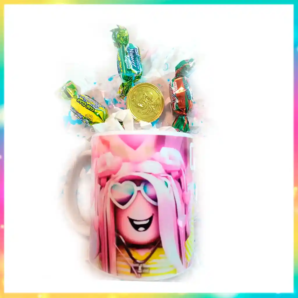 Mug , Pocillo Taza Diseño Con Chocolates Roblox Niña