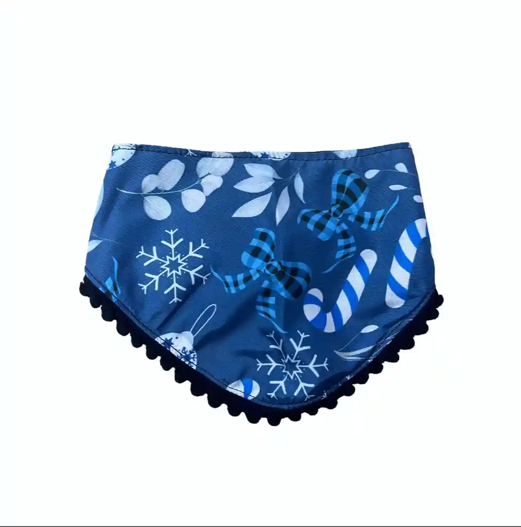 Pañoleta Navideña Azul Doble Faz Talla S