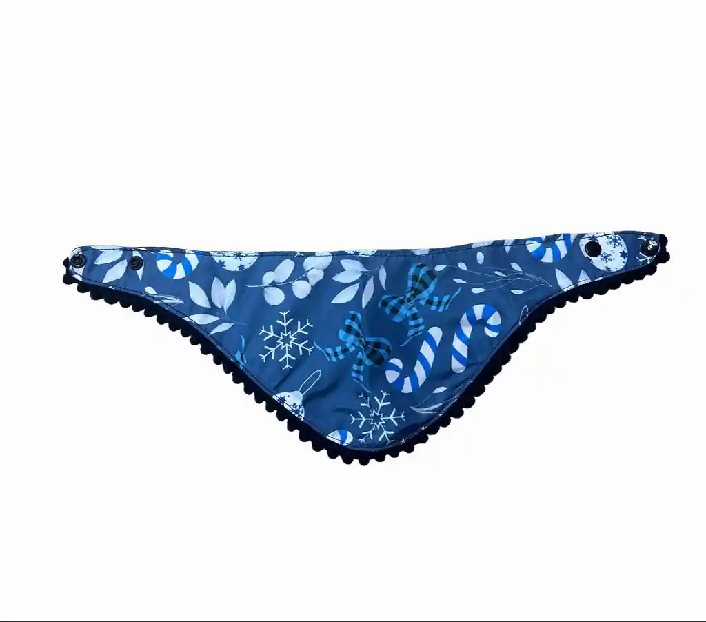 Pañoleta Navideña Azul Doble Faz Talla S