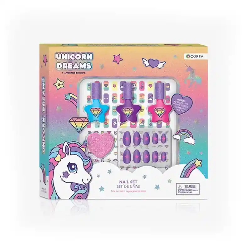 Set Mediano De Uñas Unicornio