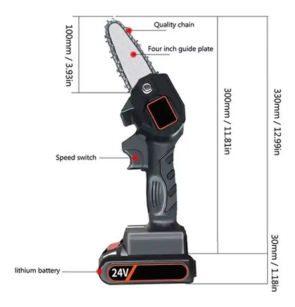 Mini Motosierra De Mano Portátil Eléctrica Recargable 24v