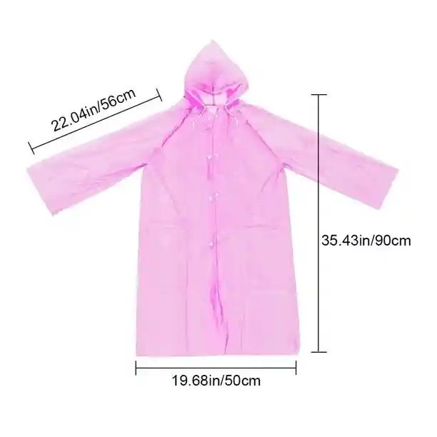 Impermeable Para Niños Rosado Poncho De Lluvia Con Capucha Camping