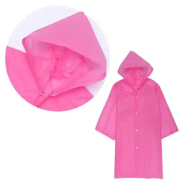 Impermeable Para Niños Rosado Poncho De Lluvia Con Capucha Camping