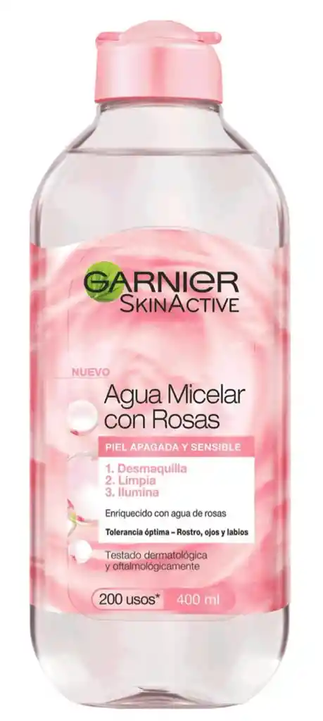 Garnier Agua Micelar Desmaquillante Con Agua De Rosas 400ml