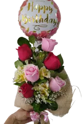 Bouquet Con Rosas Y Globo