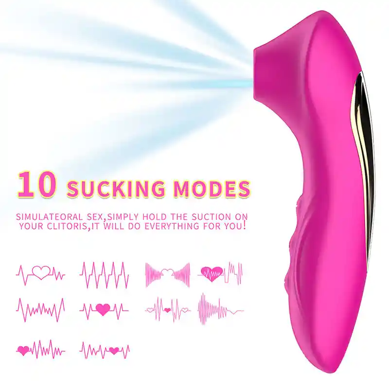 Vibrador Succionador De Clitoris 10 Velocidades Recargable Usb Helmer