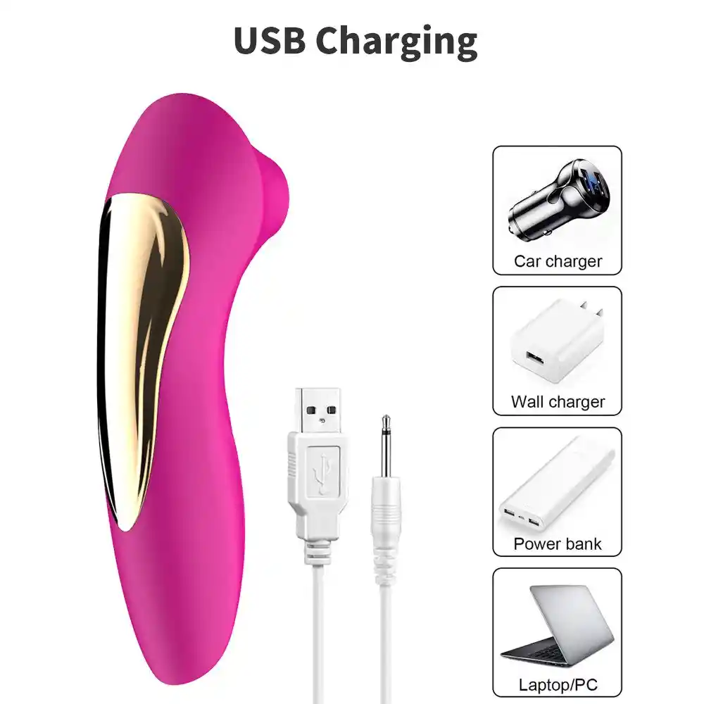 Vibrador Succionador De Clitoris 10 Velocidades Recargable Usb Helmer