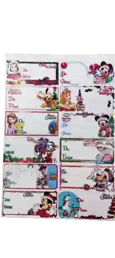 Paquete Tarjetas De-para Navideña Grande X100 Stickers Rectangulares