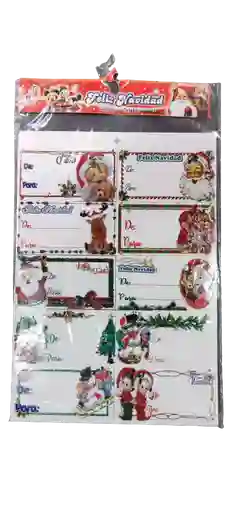 Paquete Tarjetas De-para Navideña Pequeña X100 Stickers Rectangulares