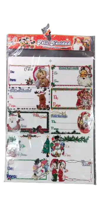 Paquete Tarjetas De-para Navideña Pequeña X100 Stickers Rectangulares